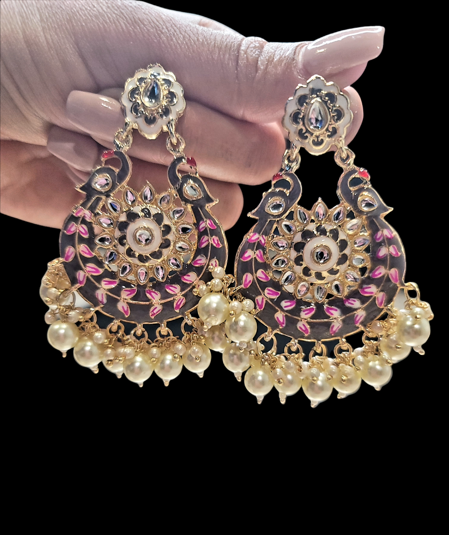 Meenakari Chandbali Earrings