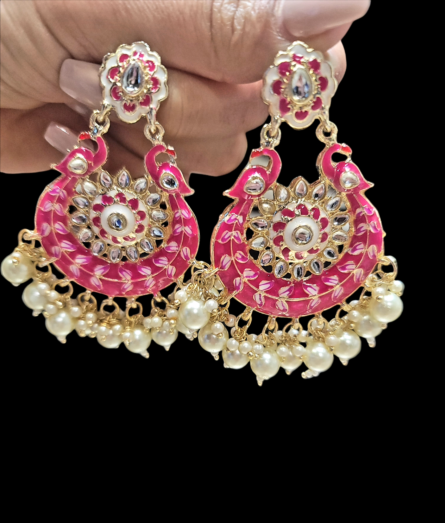 Meenakari Chandbali Earrings