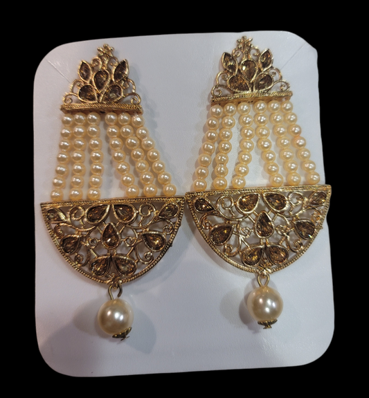 Pearls & Kundan Stoned Earrings