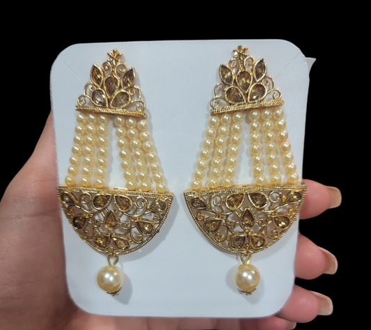 Pearls & Kundan Stoned Earrings