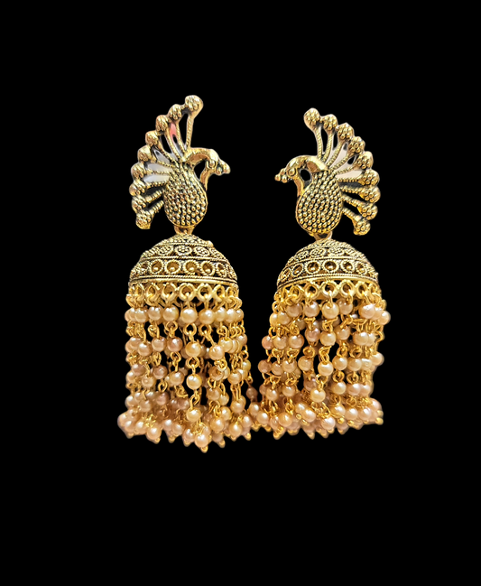 Peacock Design Pearled Earrings