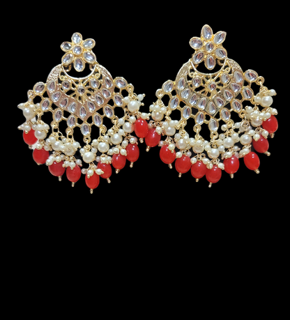 Kundan & Pearls Chandbali Earrings