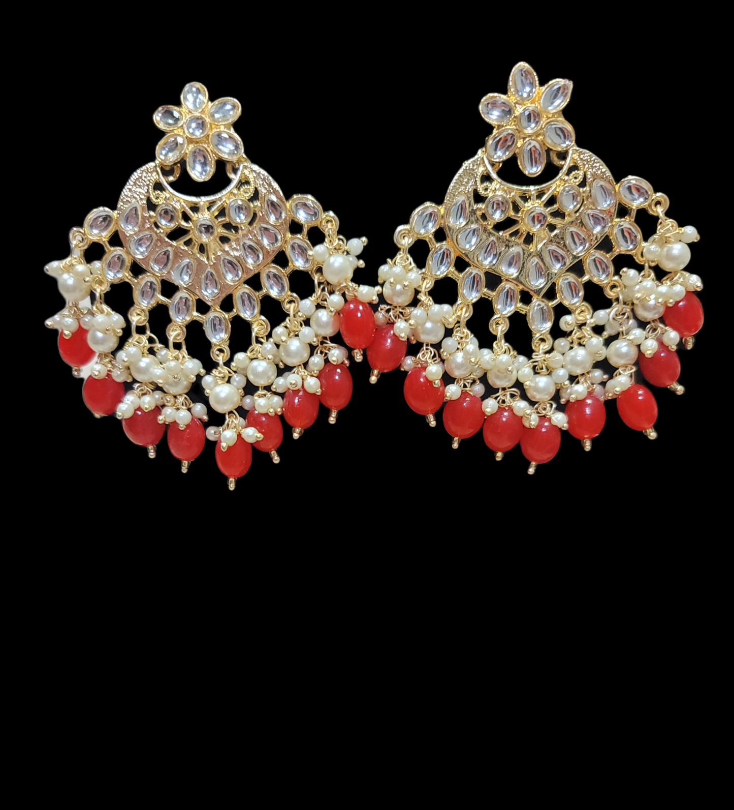 Kundan & Pearls Chandbali Earrings