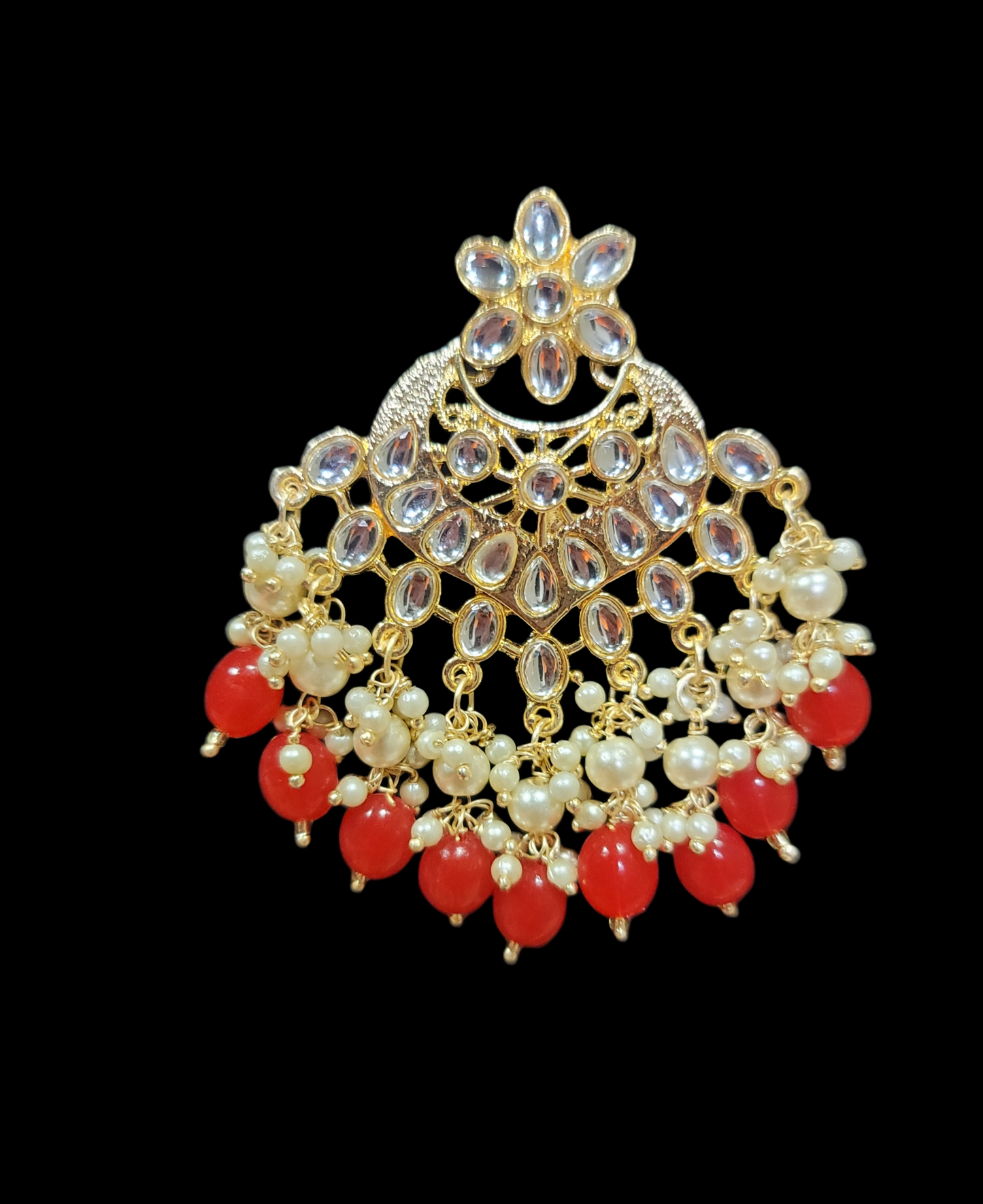 Kundan & Pearls Chandbali Earrings