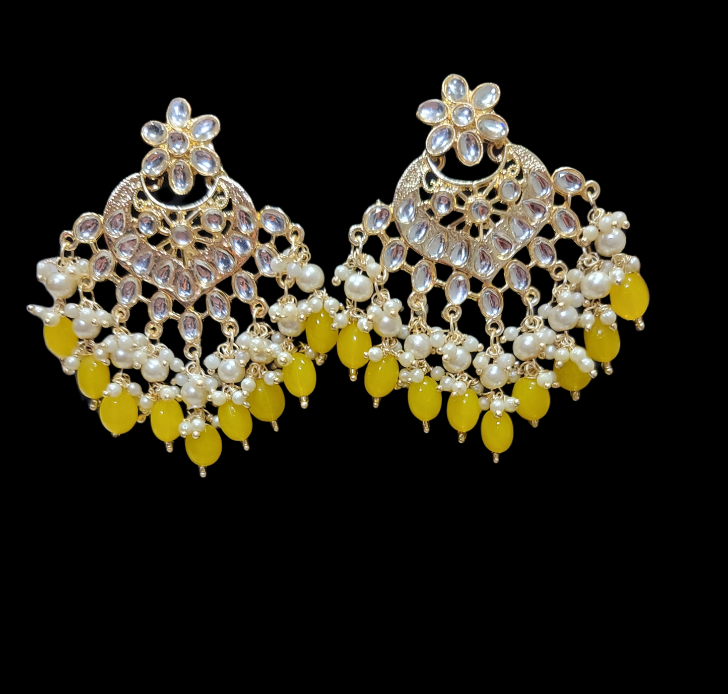 Kundan & Pearls Chandbali Earrings