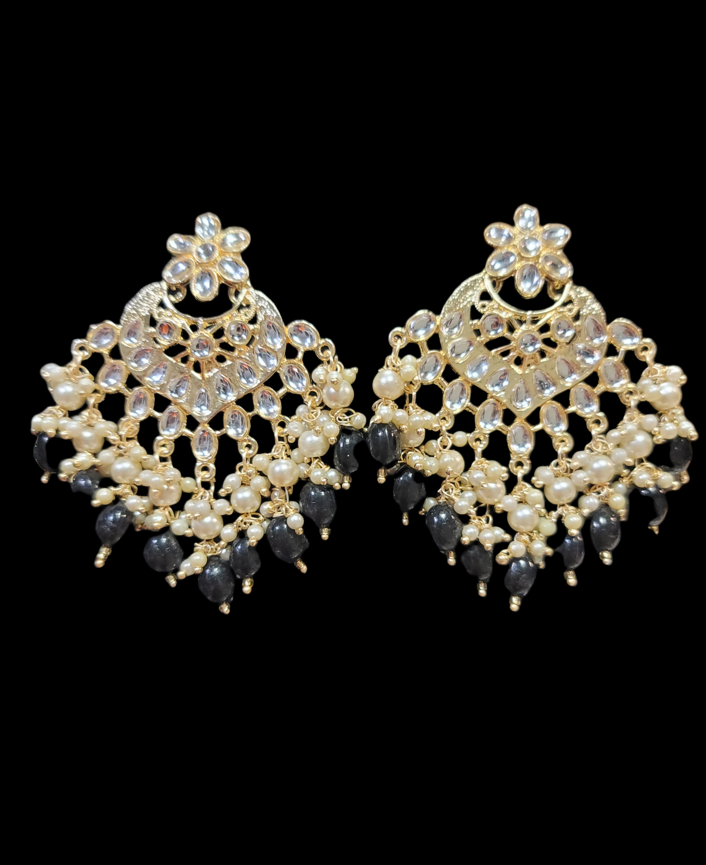 Kundan & Pearls Chandbali Earrings