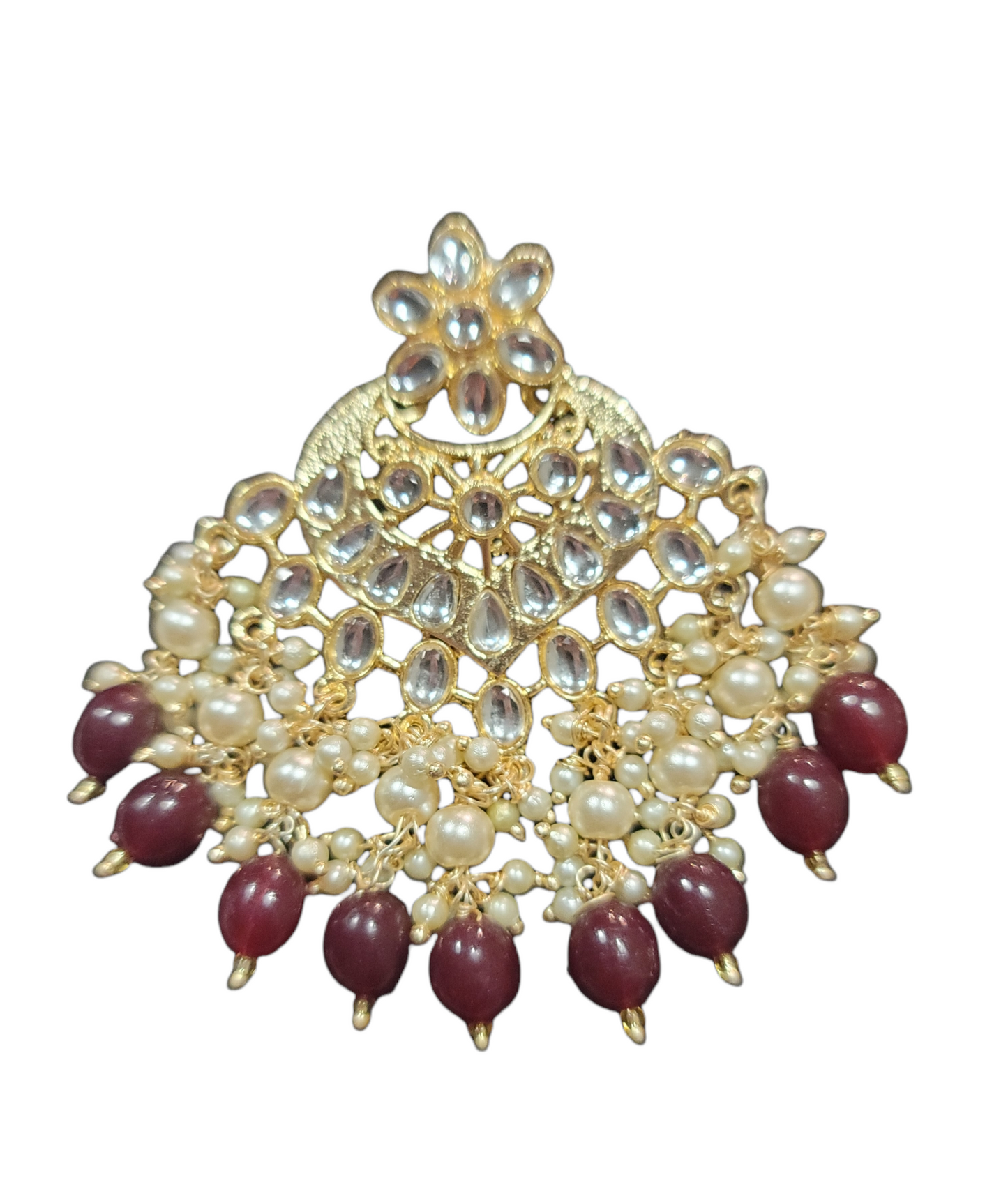 Kundan & Pearls Chandbali Earrings