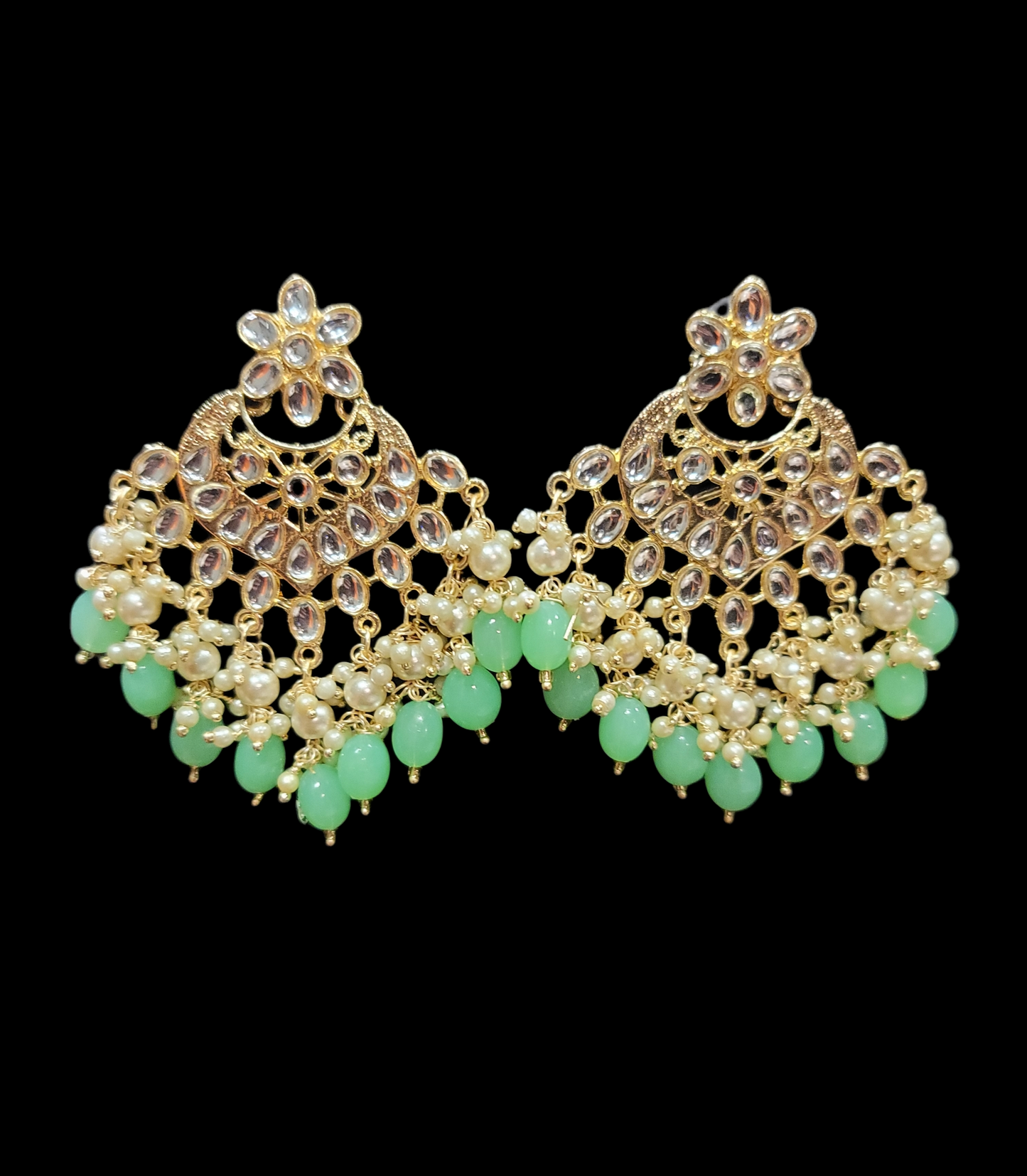 Kundan & Pearls Chandbali Earrings