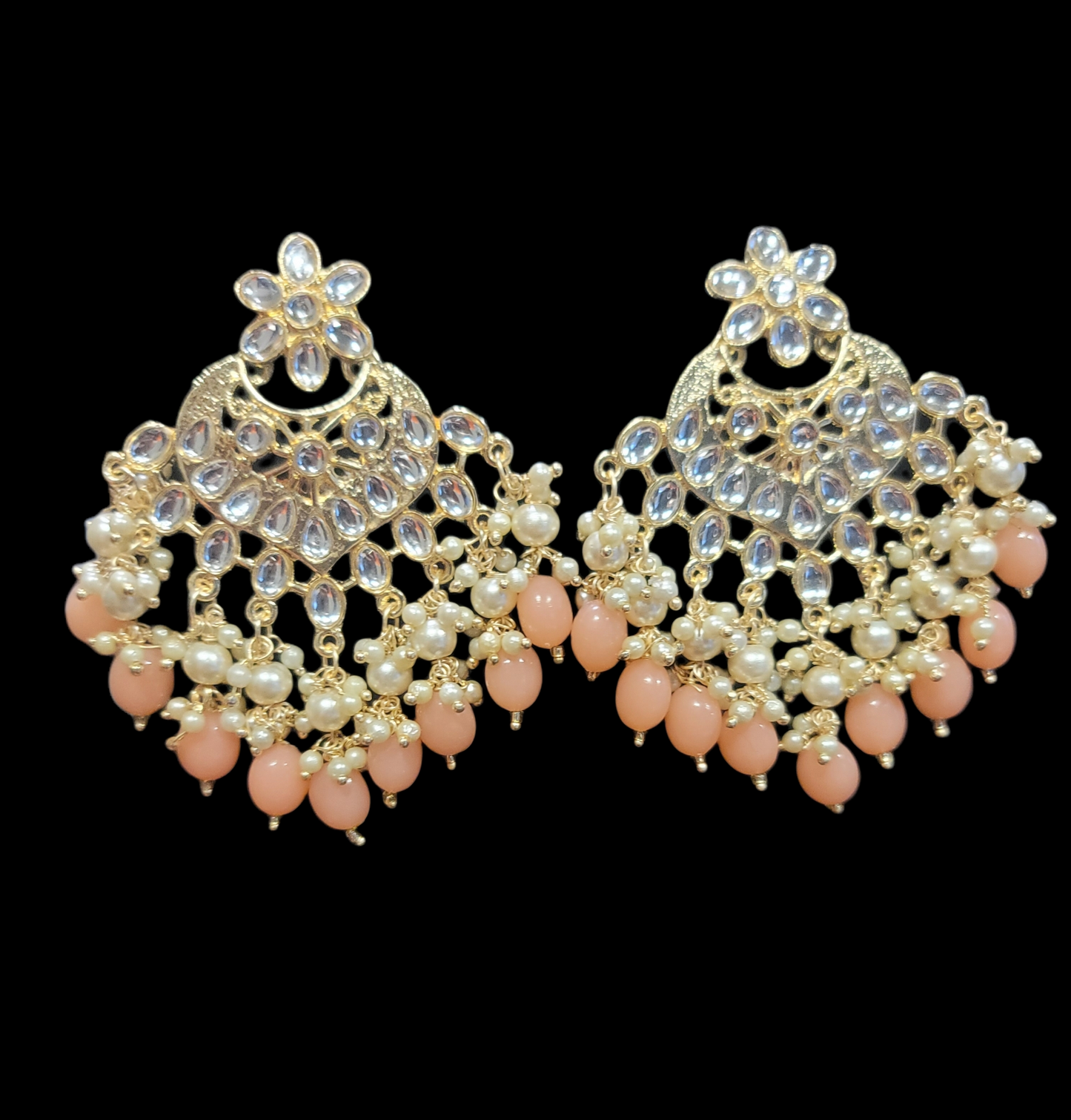 Kundan & Pearls Chandbali Earrings