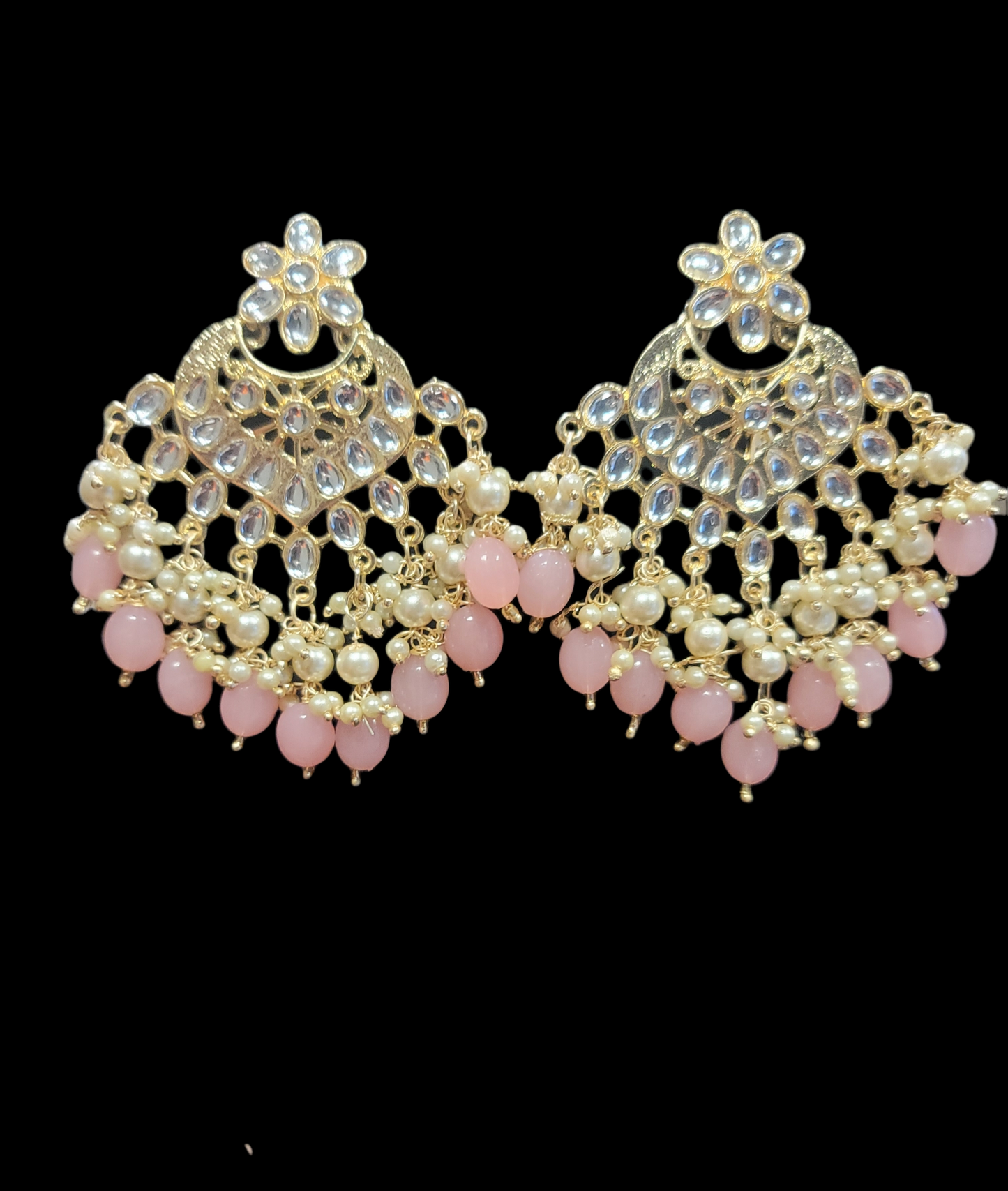 Kundan & Pearls Chandbali Earrings