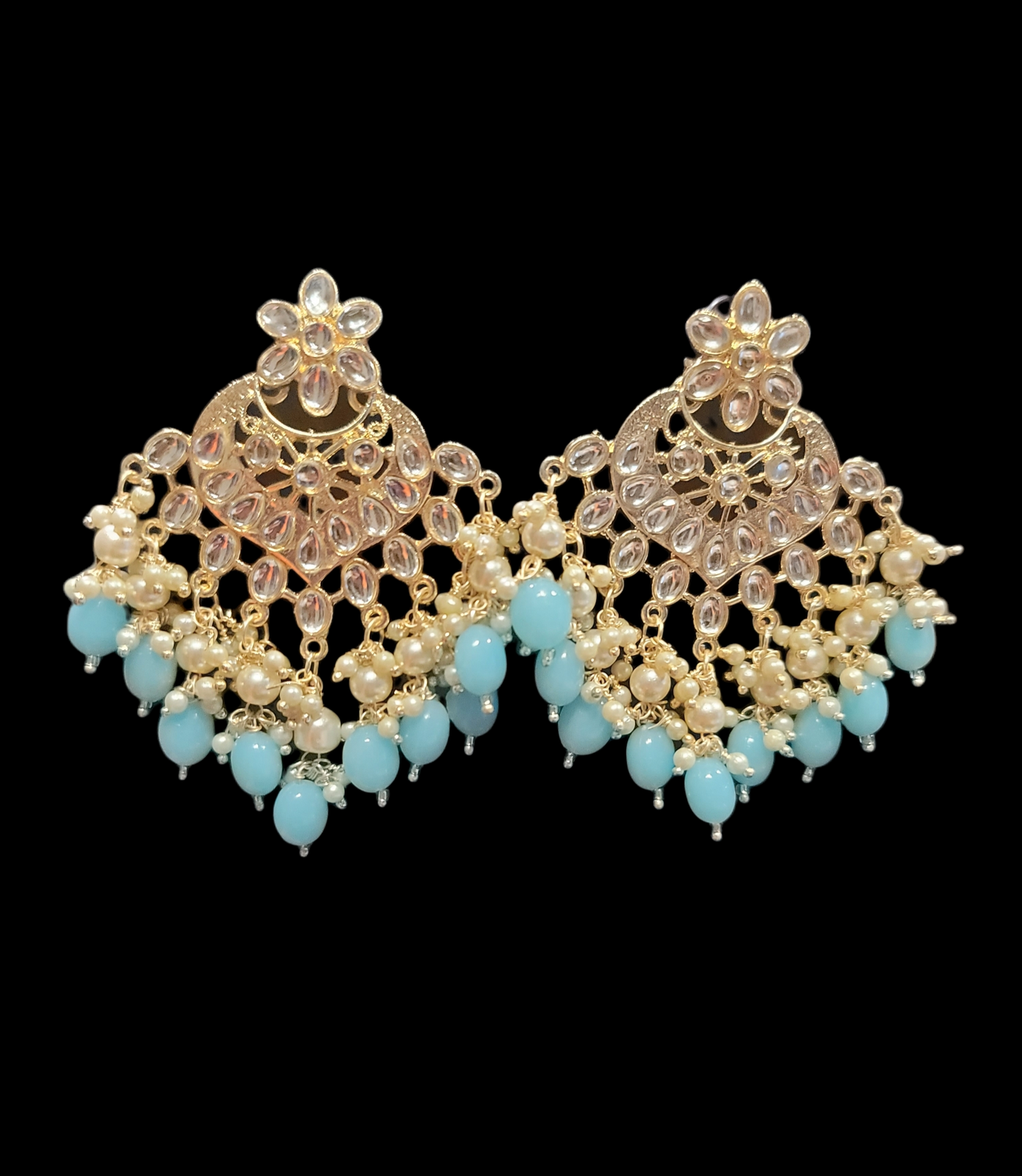 Kundan & Pearls Chandbali Earrings