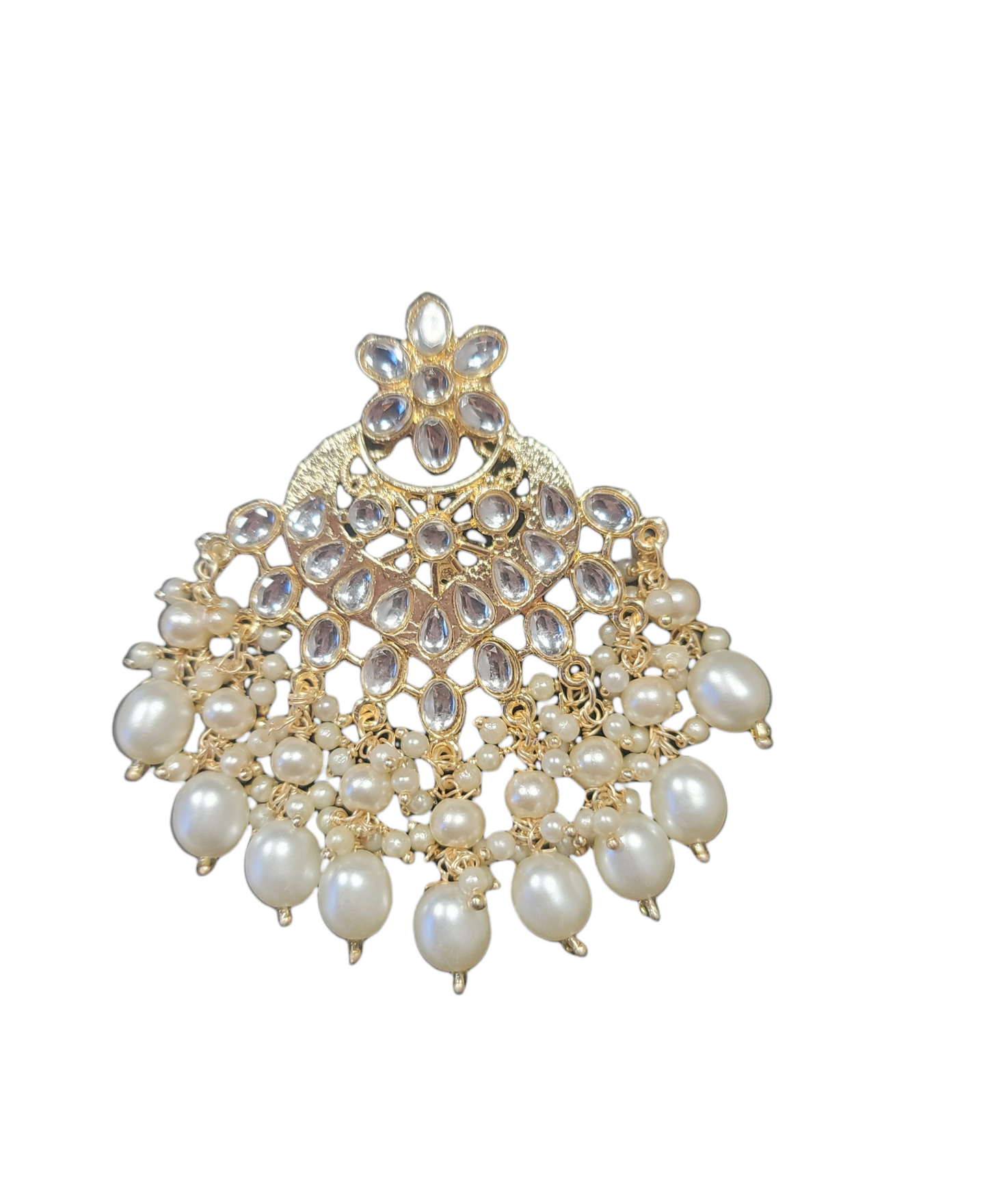 Kundan & Pearls Chandbali Earrings