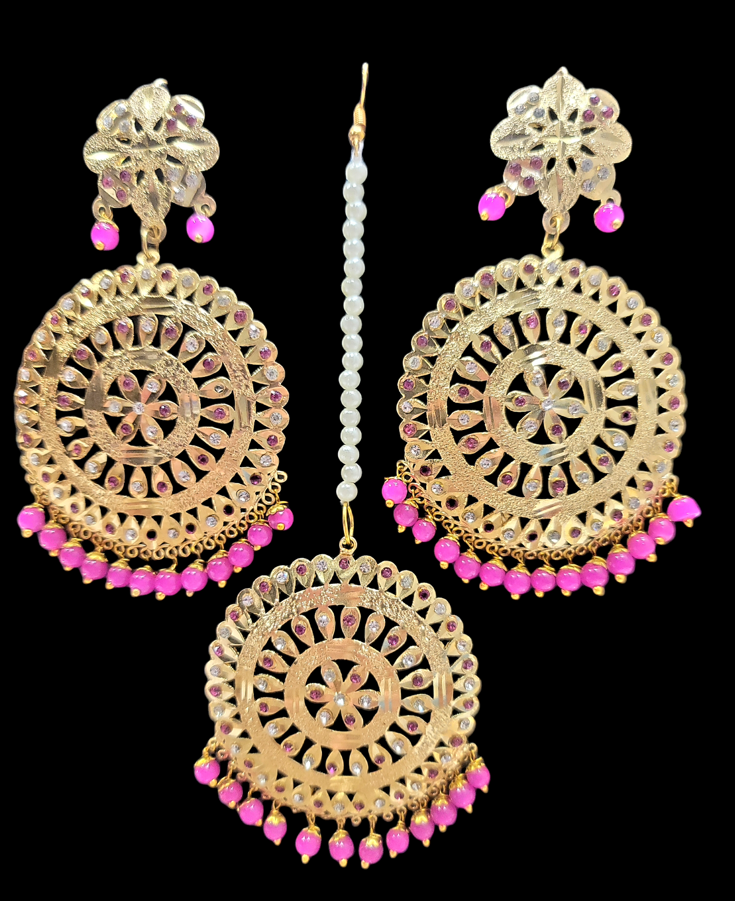 Jadau Earrings & Tika Set