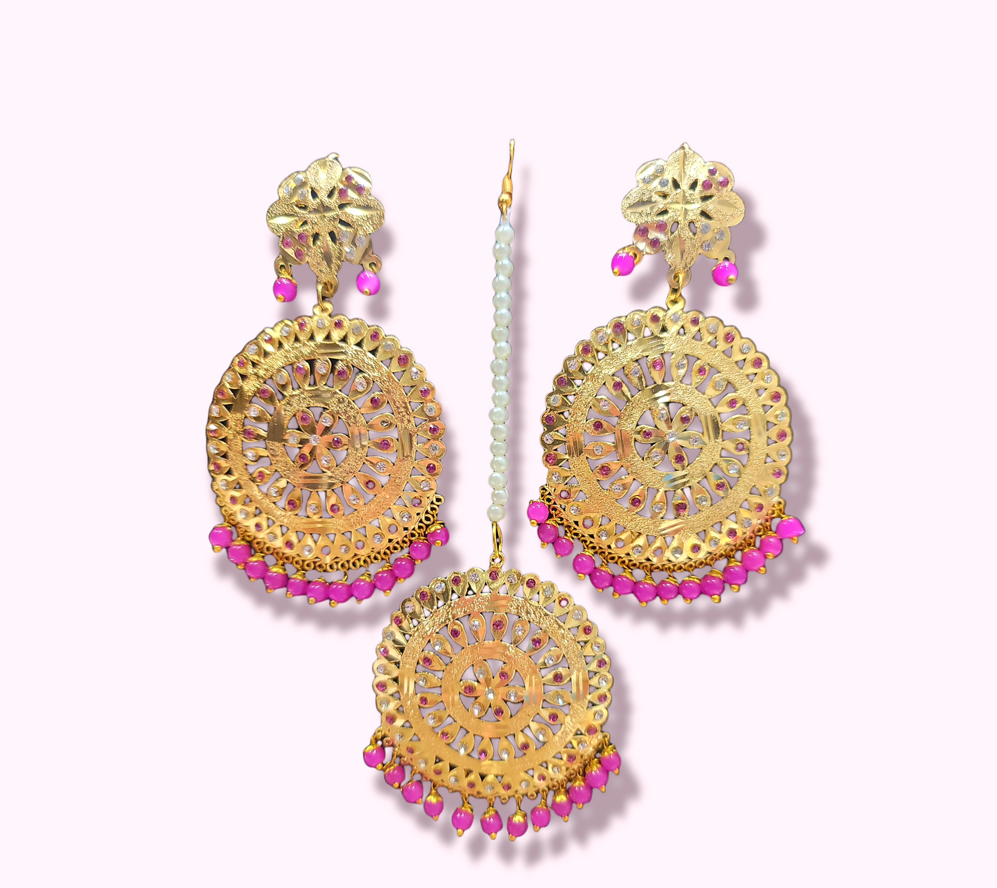 Jadau Earrings & Tika Set