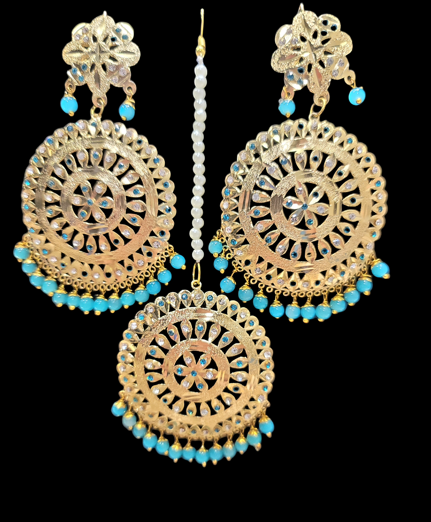 Jadau Earrings & Tika Set