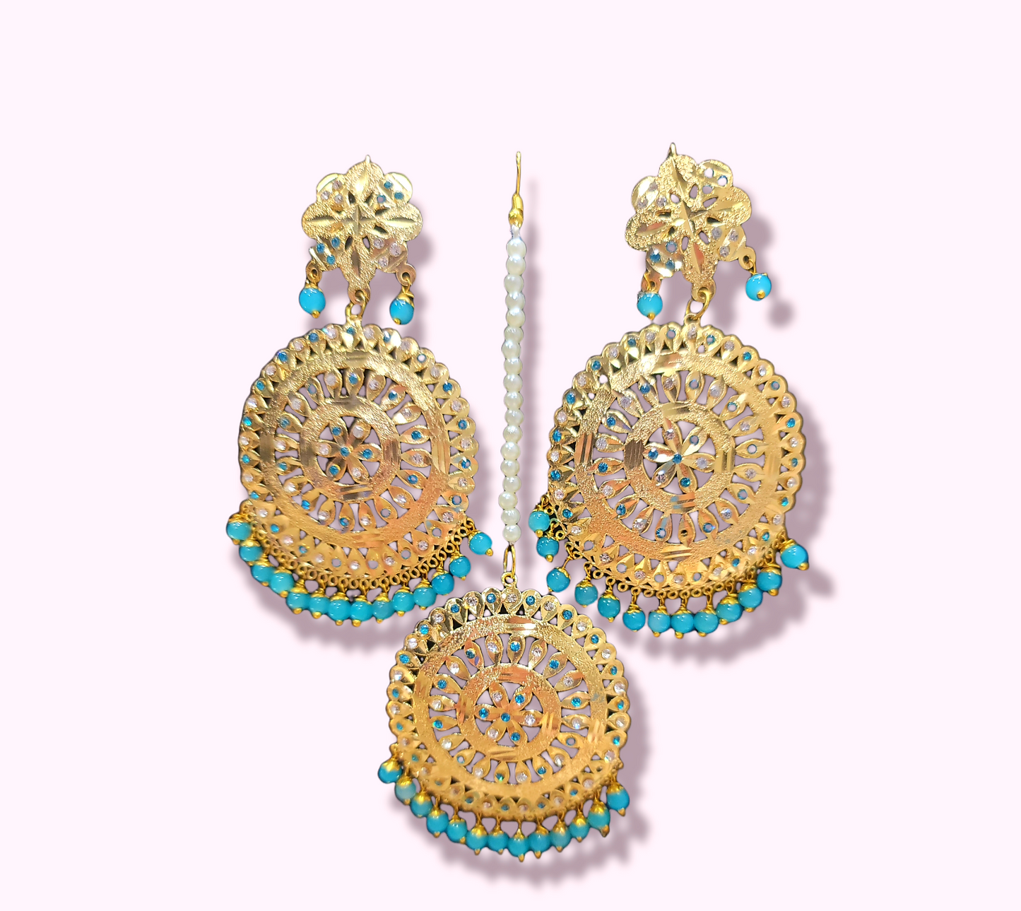 Jadau Earrings & Tika Set