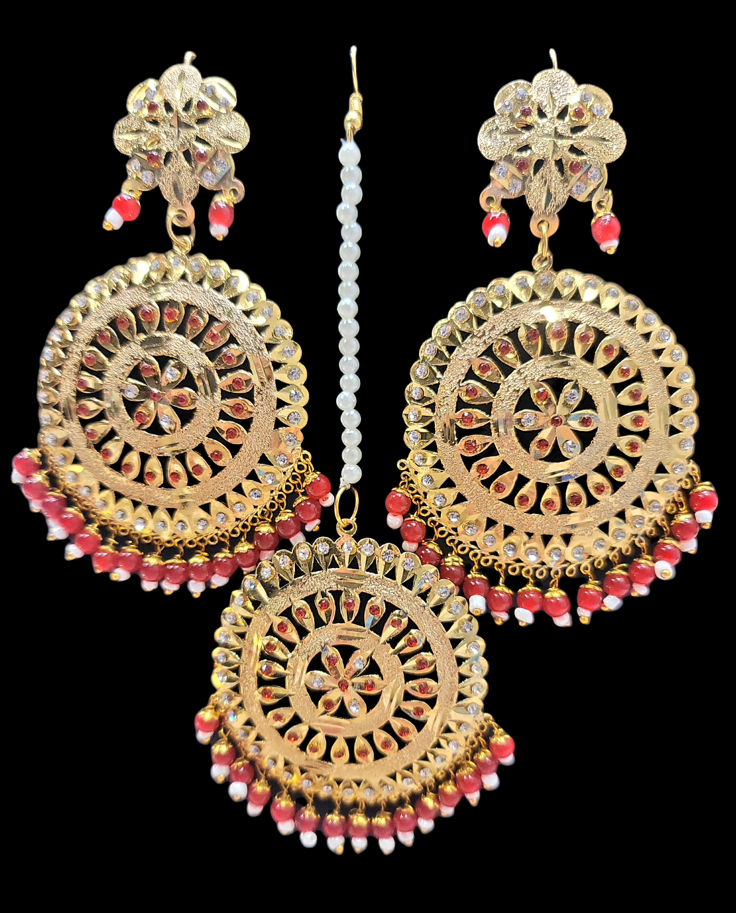 Jadau Earrings & Tika Set