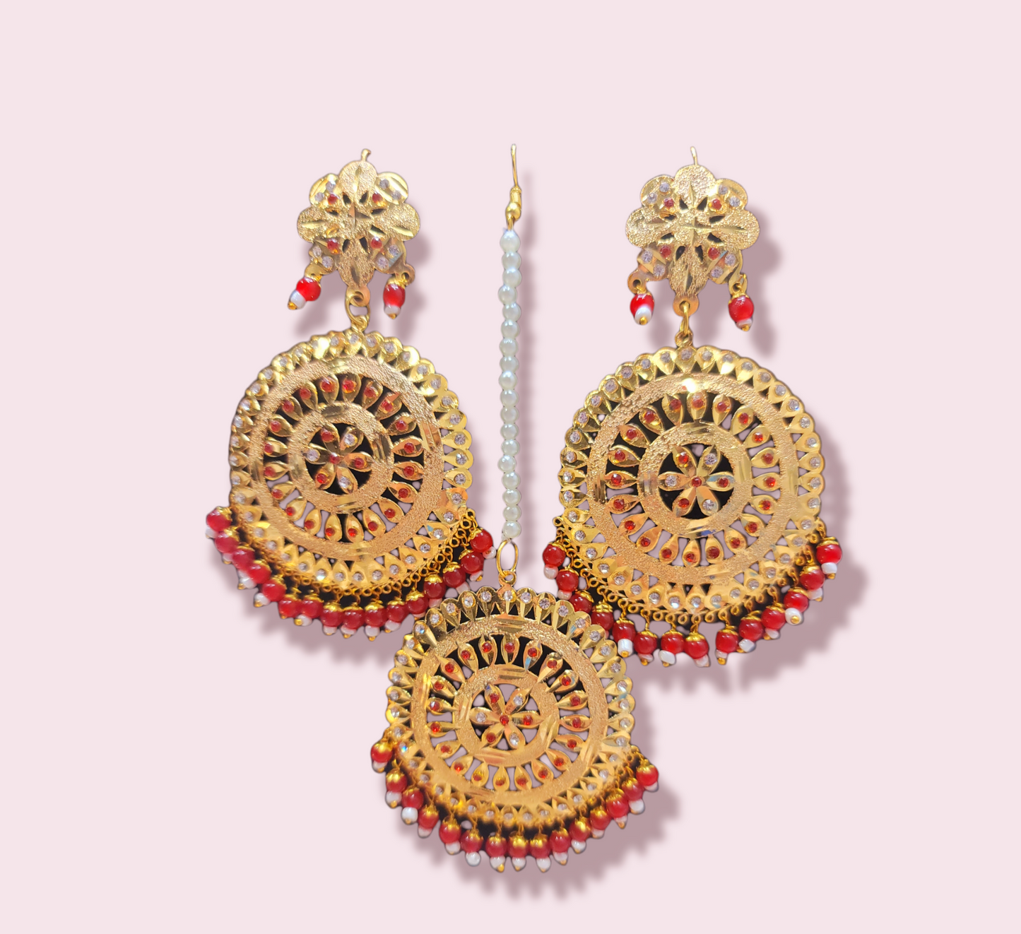 Jadau Earrings & Tika Set