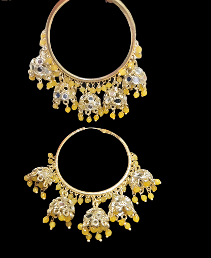 Bali With 5 Drop Jhumkis with mirror