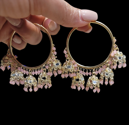 Bali With 5 Drop Jhumkis with mirror