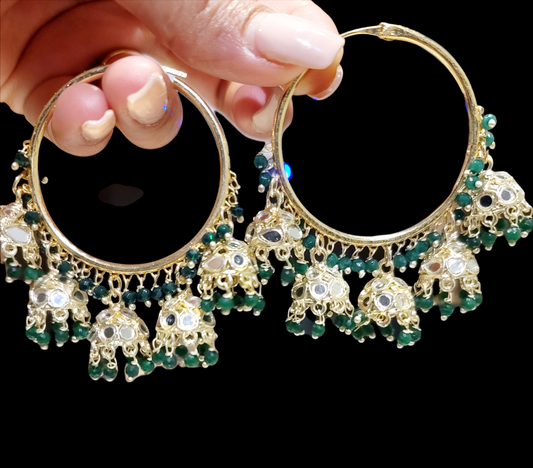 Bali With 5 Drop Jhumkis with mirror