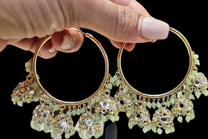Bali With 5 Drop Jhumkis with mirror