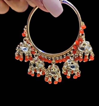 Bali With 5 Drop Jhumkis with mirror