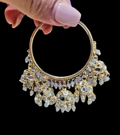 Bali With 5 Drop Jhumkis with mirror