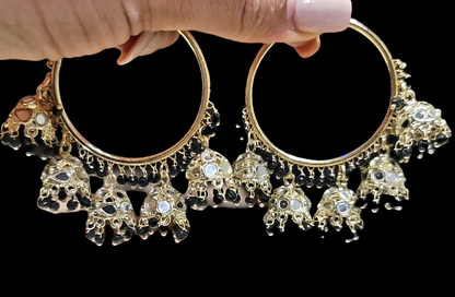 Bali With 5 Drop Jhumkis with mirror
