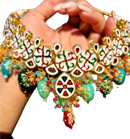 Designer Polki Kundan Meenakari Necklace Set
