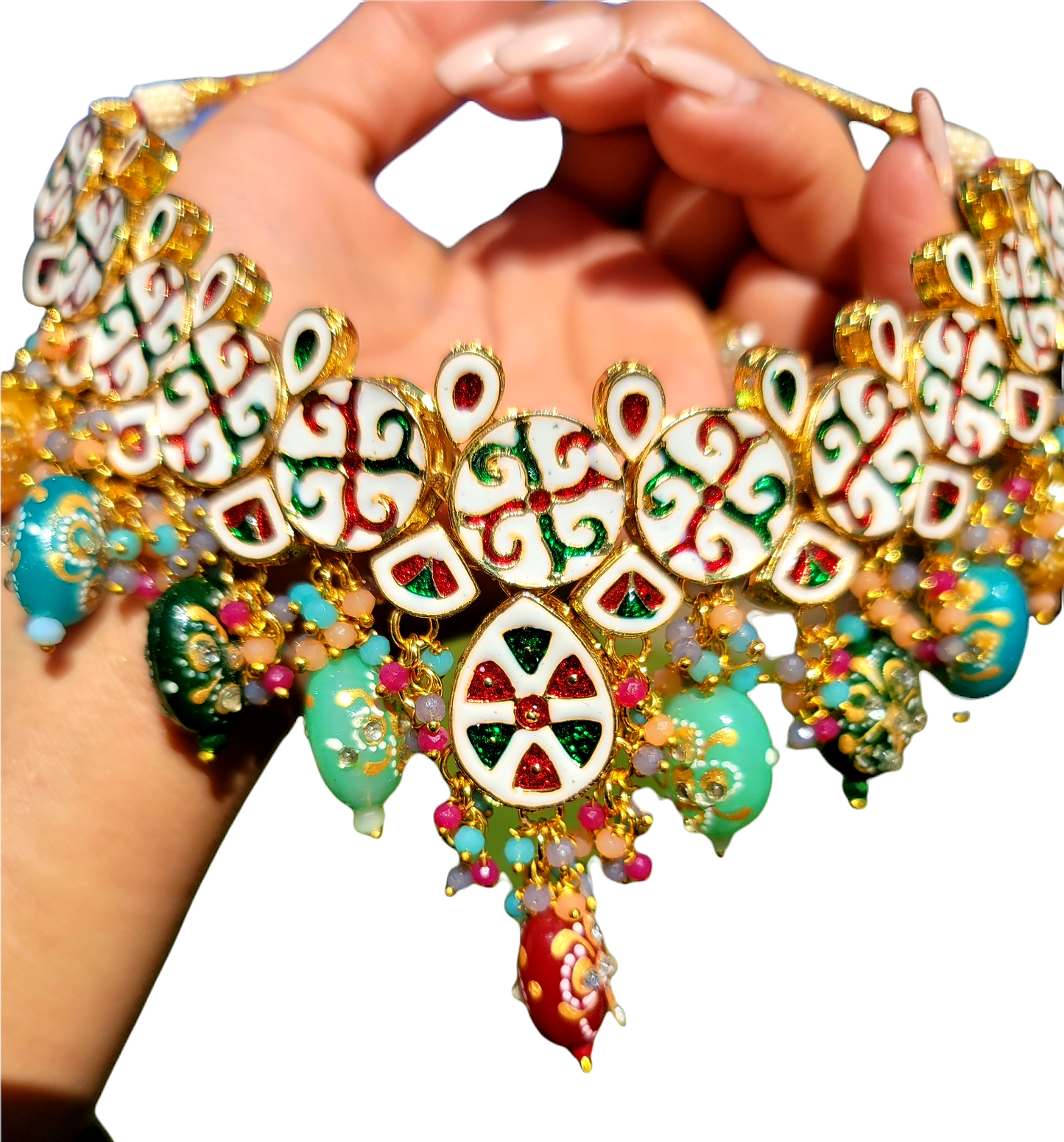 Designer Polki Kundan Meenakari Necklace Set