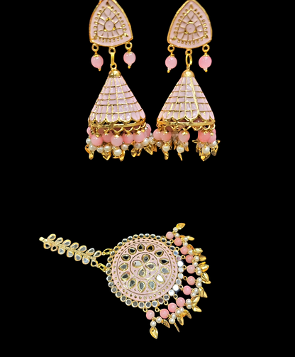 Pippal Patti & Meenakari Earrings & Tikka Set