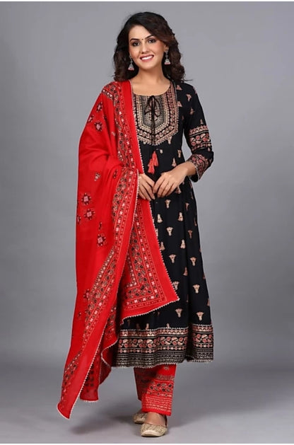 Women Anarkali Kurta with Pants & Dupatta