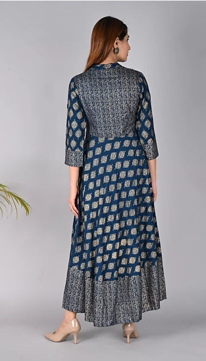 Women Gown with Dupatta (Teal Blue)