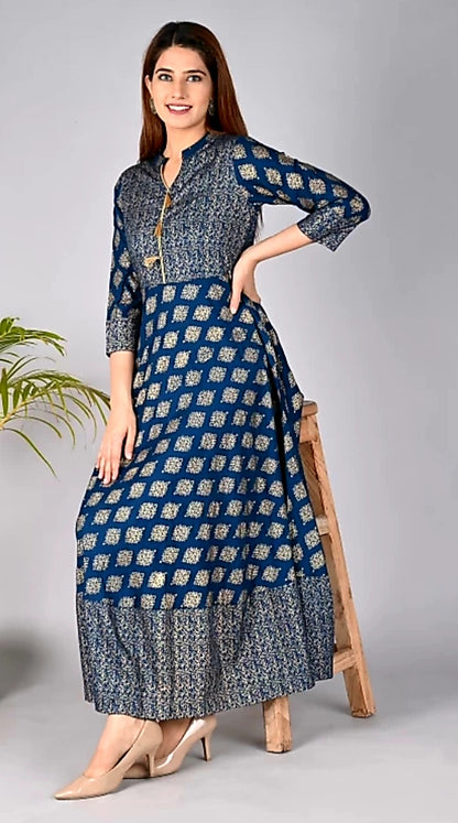 Women Gown with Dupatta (Teal Blue)
