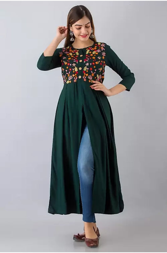 Frontslit Kurta for Summer (Green)