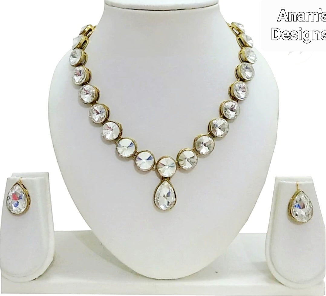 Gold Plated Single Line Necklace set