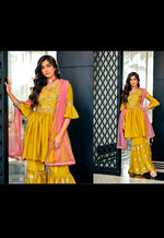Designer Piece Sharara/Gharara Suit (Yellow)