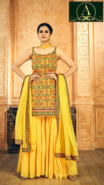 Party Wear Sharara Suit (Yellow) Ready Size 40