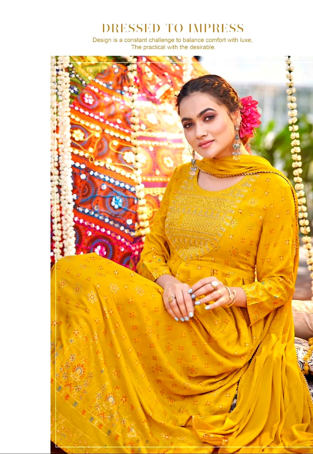 High Quality Fancy Gown With Dupatta (Yellow)