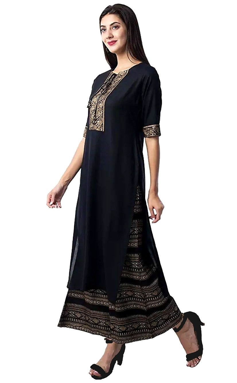 Beautiful Black Straight Kurti With Pants