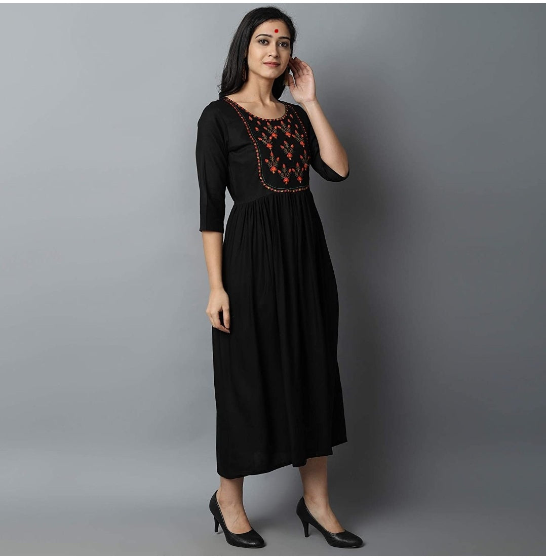 Stylish Embroidred  Kurta (Black)