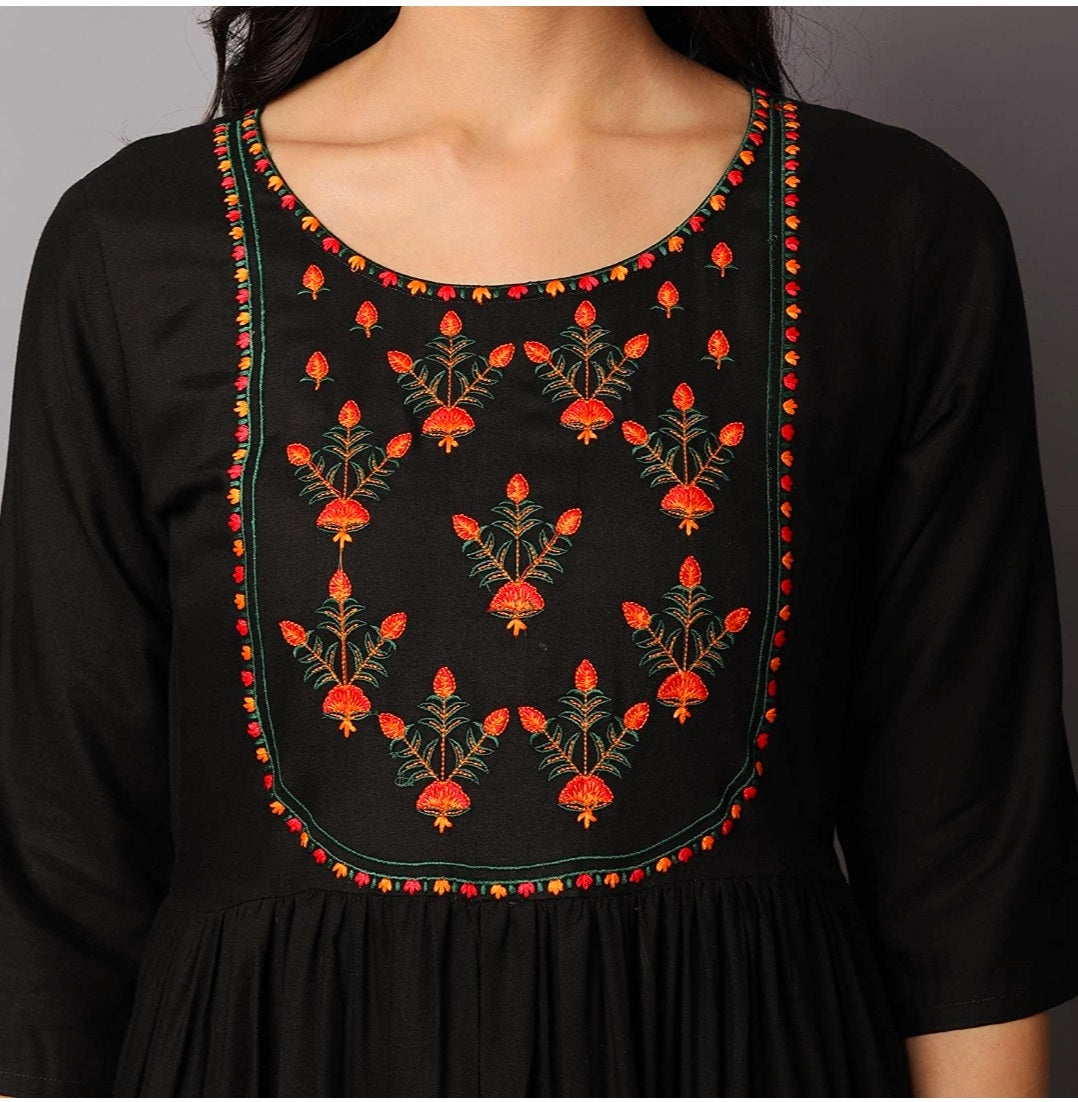 Stylish Embroidred  Kurta (Black)