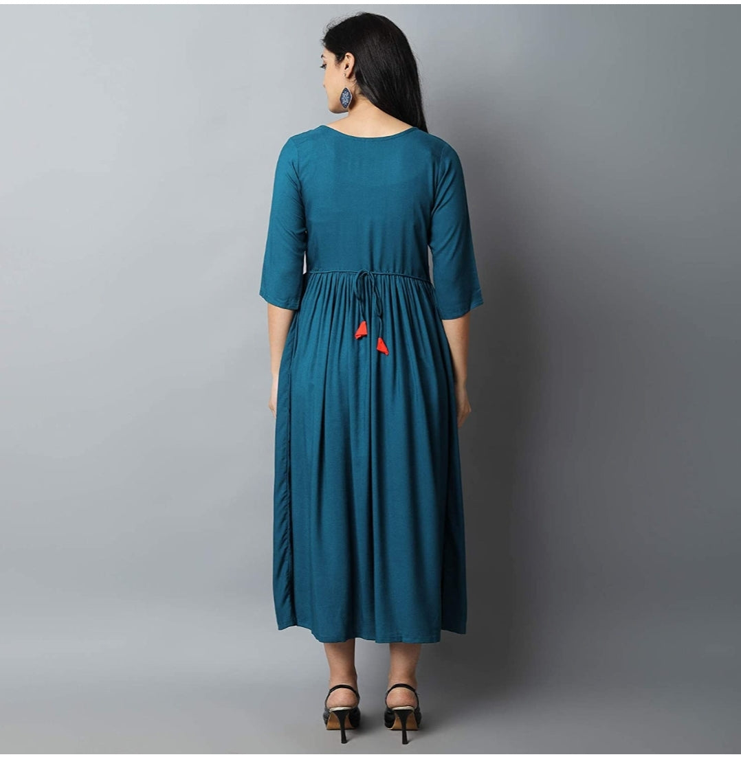 Stylish Embroidered Kurta (Teal Blue)