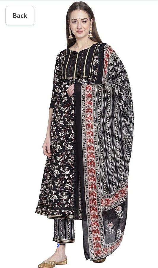 Pure Cotton Stylish Kurta & Palazzo Set With Dupatta