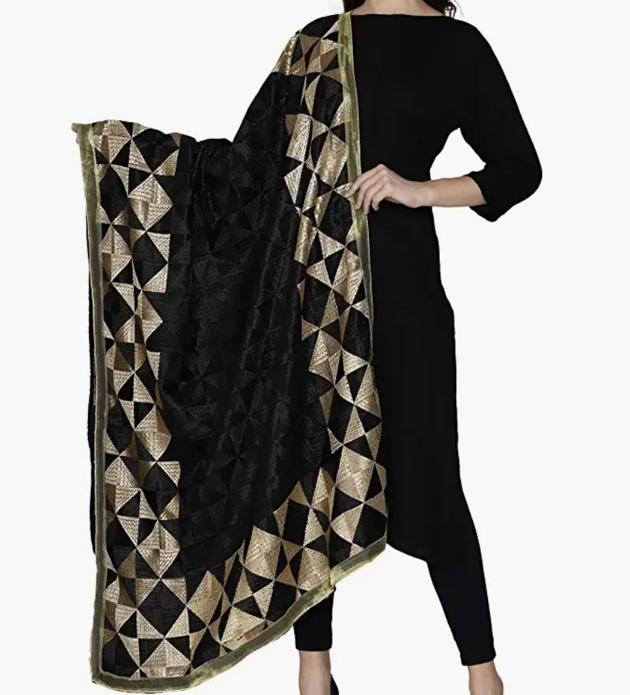 Women Chiffon Embroidered Fulkari