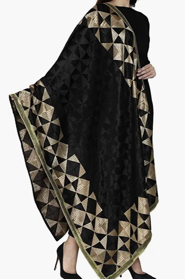 Women Chiffon Embroidered Fulkari