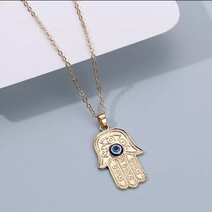 Bohemian Style 14K Gold Evil Eye Protection Pandant & Chain