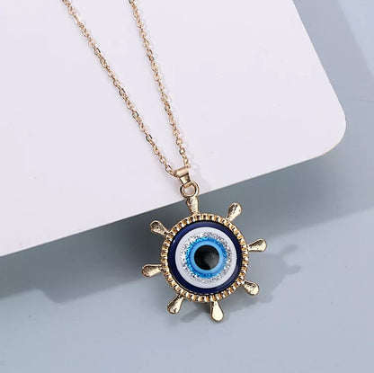 Bohemian Style 14K Gold Evil Eye Protection Pandant & Chain