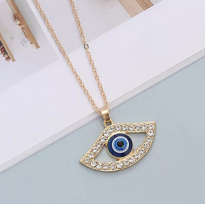 Bohemian Style 14K Gold Evil Eye Protection Pandant & Chain